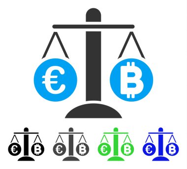 Euro Bitcoin denge ağırlığı düz simgesi