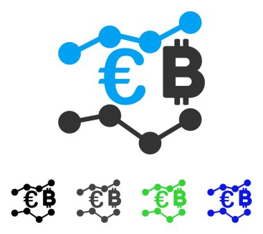 Euro Bitcoin grafikler düz simgesi