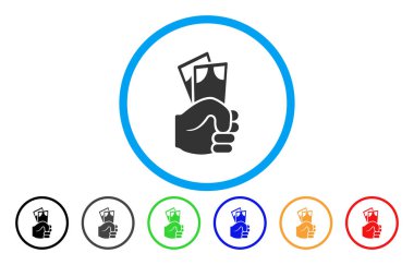 Banknot maaş el yuvarlak simgesi