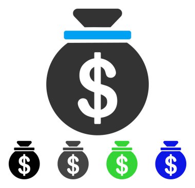 Doları para çantası düz simgesi