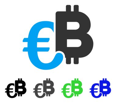 Euro Bitcoin sembolleri düz simgesi