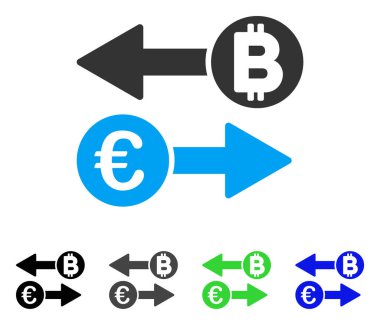 Euro Bitcoin Exchange düz simgesi