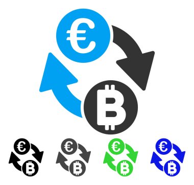 Euro Bitcoin Exchange düz simgesi paralar