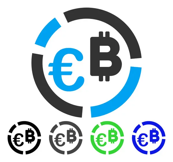 Euro Bitcoin Diagramme Icône plate — Image vectorielle