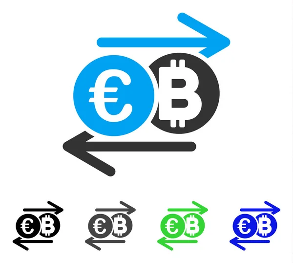 Euro Bitcoin Cambia icona piatta — Vettoriale Stock