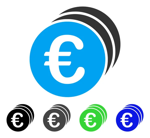 Euro mince ploché ikony — Stockový vektor