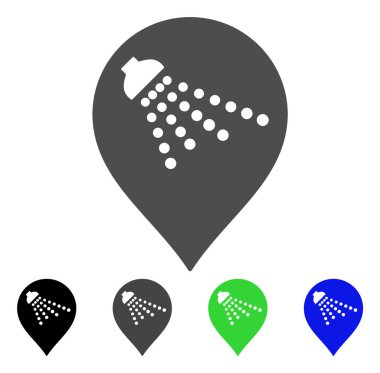 Duş harita işaretleyici düz simgesi