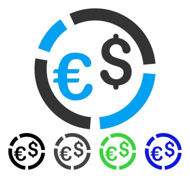 Para birimi diyagramı düz simgesi