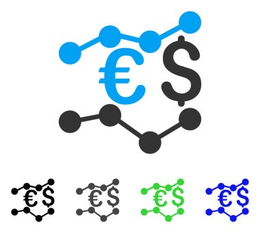 Para birimi eğilimleri düz simgesi