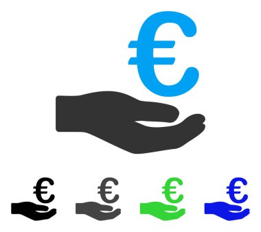 Euro bağış düz simgesi