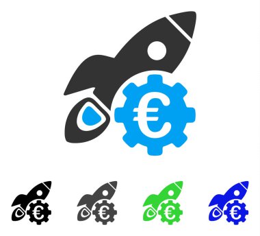 Euro roket bilim düz simgesi