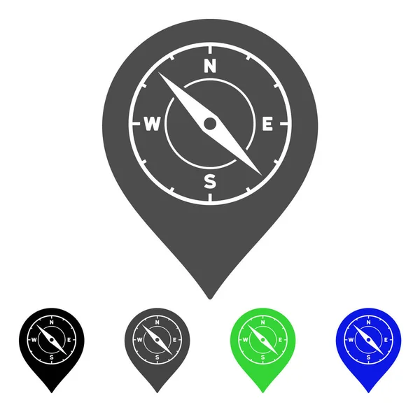 Kompas Mapa Marker ikony płaskie — Wektor stockowy