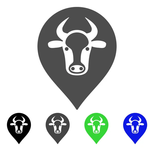 Cow Map Marker Flat Icon — Stock Vector
