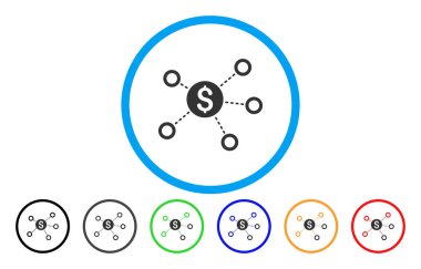 Doları ağ bağlantıları simgesi yuvarlak