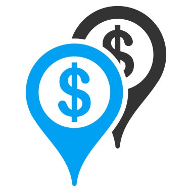 Banka harita işaretleri düz vektör simgesi