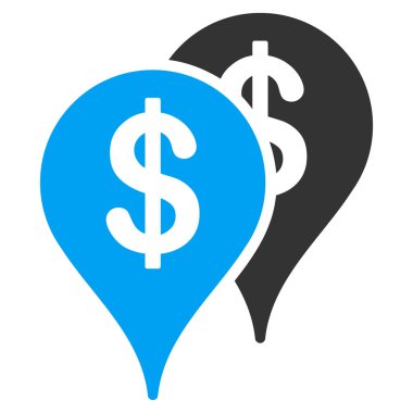 Banka harita işaretçiler düz vektör simgesi