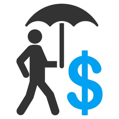 Bankacı şemsiye koruma düz vektör simgesi