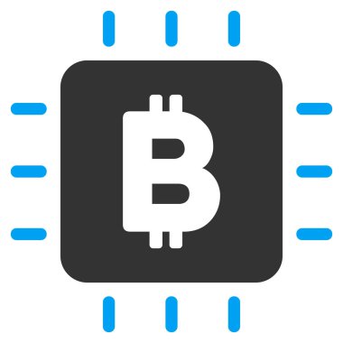 Bitcoin çip düz vektör simgesi