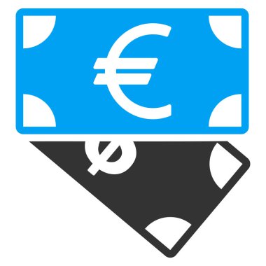 Euro ve dolar banknotlar düz vektör simgesi