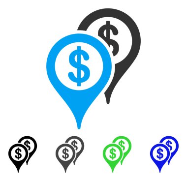 Banka harita işaretleri düz simgesi