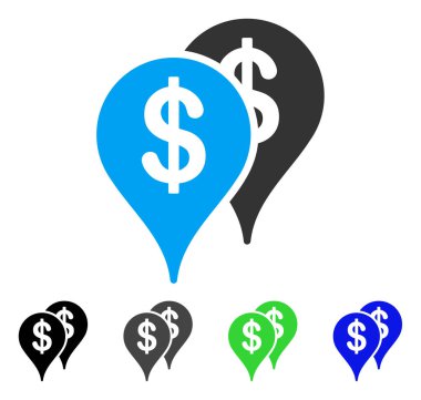 Banka harita işaretçiler düz simgesi