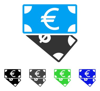 Euro ve dolar banknotlar düz simgesi