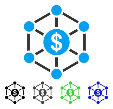 Finansal ağ düz simgesi