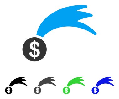 Şanslı düşen Doları düz simgesi