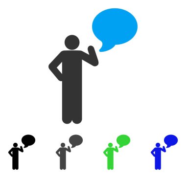 Adam fikir balon düz simgesi