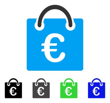 Euro alışveriş çantası düz simgesi