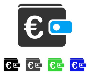 Euro cüzdan düz simgesi
