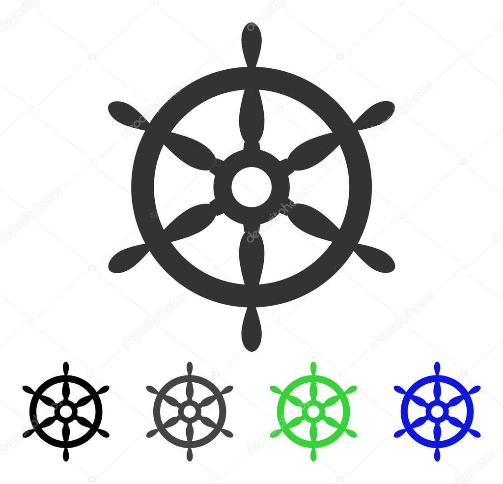 Ship Steering Wheel Flat Icon