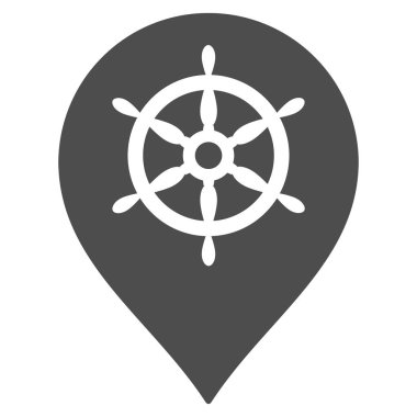 Gemi tekerlek Marker düz simgesi