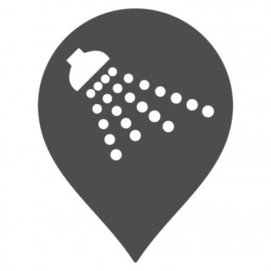 Duş harita işaretleyici düz simgesi