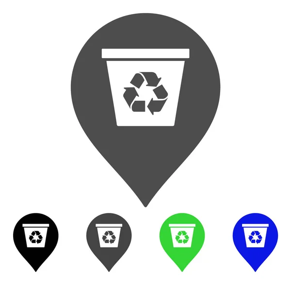 Recycle Bin Marker Icono plano — Vector de stock