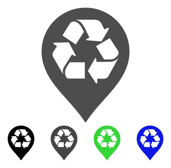 Reciclar Mapa Marcador Icono plano — Vector de stock