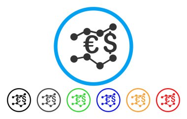 Para birimi eğilimleri yuvarlak vektör simgesi