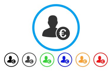 Euro bankacı yuvarlak vektör simgesi