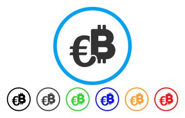 Euro Bitcoin sembolleri vektör simge yuvarlak