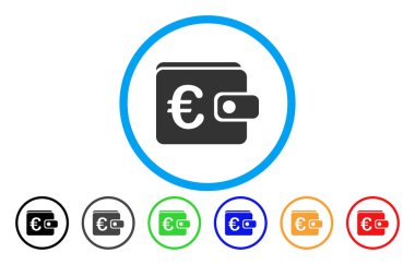Euro cüzdan yuvarlak vektör simgesi
