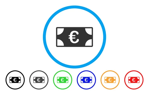 Billete en euros redondeado icono vectorial — Vector de stock