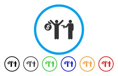 Silahlı soygun yuvarlak vektör simgesi