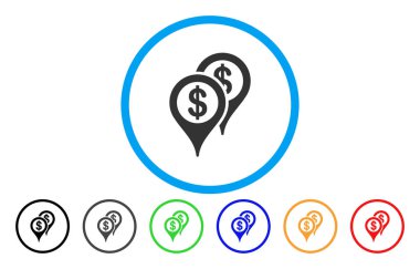 Banka harita işaretleri yuvarlak vektör simgesi