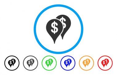 Banka harita işaretçiler yuvarlak vektör simgesi