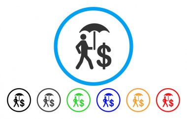 Bankacı şemsiye koruma yuvarlak vektör simgesi
