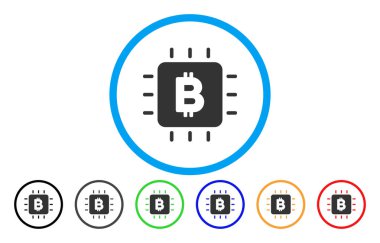 Bitcoin çip yuvarlak vektör simgesi