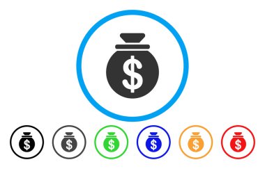 Doları para çantası yuvarlak vektör simgesi