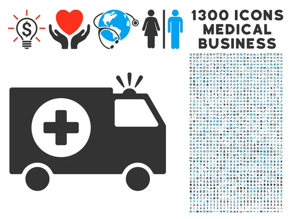 Notfall-Ikone mit 1300 medizinischen Business-Ikonen — Stockvektor