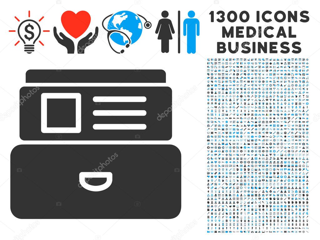 Card Index Icon with 1300 Medical Business Icons