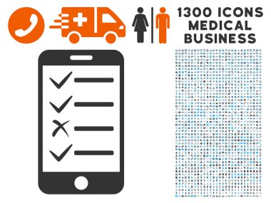 Mobil yapılacaklar listesi simgesini 1300 ile tıbbi iş ikonları/simgeleri